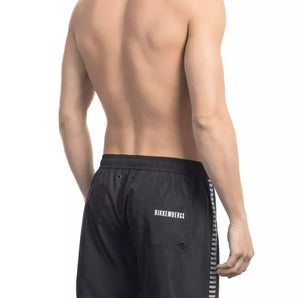 Bikkembergs Chic Black Swim Shorts with Signature Detail