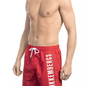 Bikkembergs Red Polyester Men Swim Short