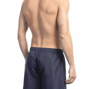 Bikkembergs Chic Blue Swim Shorts with Stylish Front Print