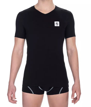 Bikkembergs Black Cotton Men's V-Neck T-Shirt