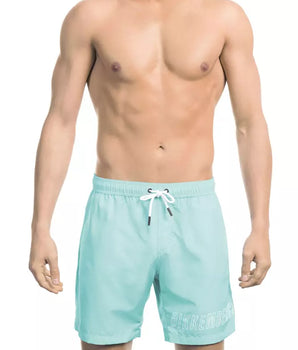 Bikkembergs Light Blue Polyester Men Swim Short