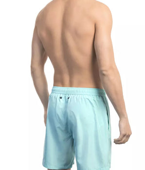 Bikkembergs Light Blue Polyester Men Swim Short