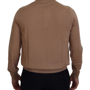 Dolce & Gabbana Beige Cashmere Crewneck Pullover Sweater