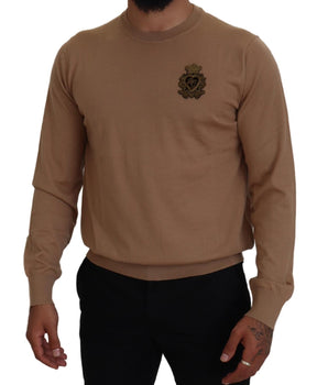 Dolce & Gabbana Beige Cashmere Crown Logo Pullover Sweater