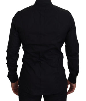 Dolce & Gabbana Black Gold Crown Slim Fit Dress Formal Shirt