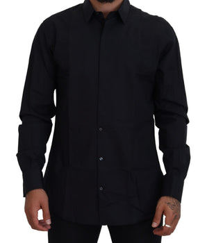 Dolce & Gabbana Black Gold Cotton Slim Fit Dress Mens Shirt