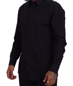 Dolce & Gabbana Black Gold Cotton Slim Fit Dress Mens Shirt