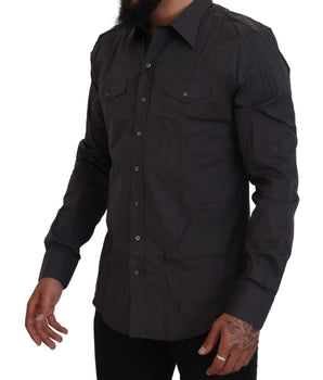 Dolce & Gabbana Gray SICILIA Slim Fit Stretch Dress Shirt
