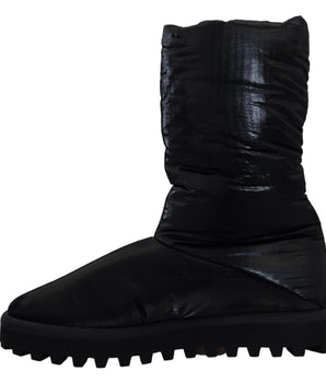 Dolce & Gabbana Black Boots Padded Mid Calf Winter Shoes