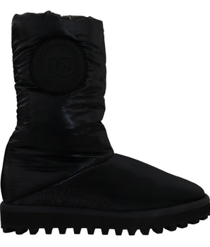 Dolce & Gabbana Black Boots Padded Mid Calf Winter Shoes