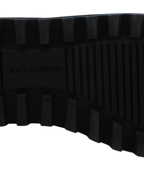 Dolce & Gabbana Blue Nylon Boots Padded Mid Calf Shoes