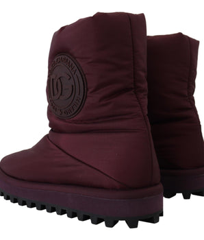 Dolce & Gabbana Bordeaux Nylon Boots Padded Mid Shoes
