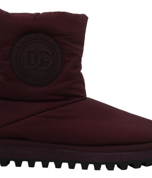 Dolce & Gabbana Bordeaux Nylon Boots Padded Mid Shoes