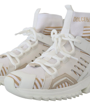 Dolce & Gabbana White Beige Sorrento Sneakers Shoes
