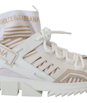 Dolce & Gabbana White Beige Sorrento Sneakers Shoes