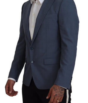 Dolce & Gabbana Blue Wool Stretch Slim Fit Jacket Blazer