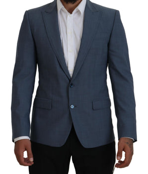Dolce & Gabbana Blue Wool Stretch Slim Fit Jacket Blazer