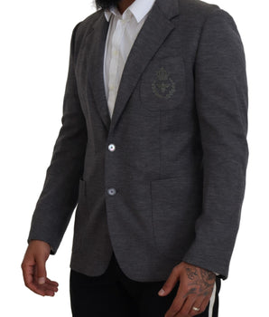 Dolce & Gabbana Gray Wool Stretch Slim Fit Jacket Blazer