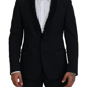 Dolce & Gabbana Elegant Black Silk-Lined Evening Blazer