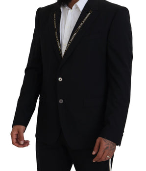 Dolce & Gabbana Black Wool Stretch Slim Fit Jacket Blazer