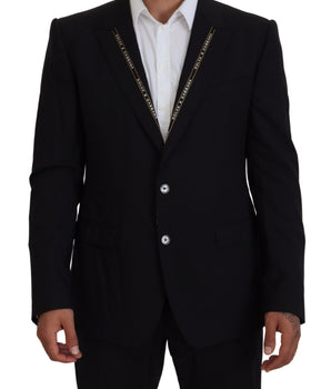 Dolce & Gabbana Black Wool Stretch Slim Fit Jacket Blazer