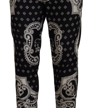 Dolce & Gabbana Black Silk Bandana Print Pants
