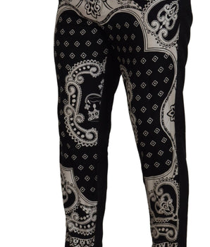 Dolce & Gabbana Black Silk Bandana Print Pants
