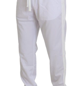 Dolce &amp; Gabbana White Polyester Crown Logo Jogger Pants