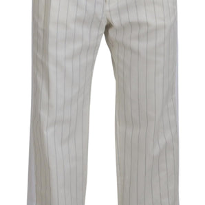 Dolce &amp; Gabbana Elegant White Striped MainLine Trousers