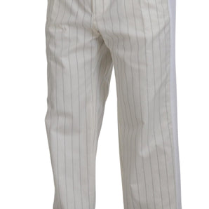 Dolce &amp; Gabbana Elegant White Striped MainLine Trousers