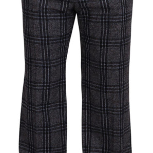 Dolce &amp; Gabbana Elegant Gray Checkered Alpaca Blend Pants