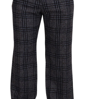 Dolce & Gabbana Gray Checkered Mid Waist Men Pants