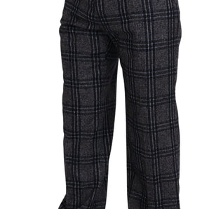 Dolce &amp; Gabbana Elegant Gray Checkered Alpaca Blend Pants