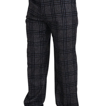 Dolce & Gabbana Gray Checkered Mid Waist Men Pants