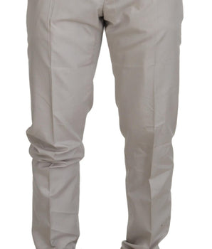 Dolce & Gabbana Off White Silk Mid Waist Chino Pants