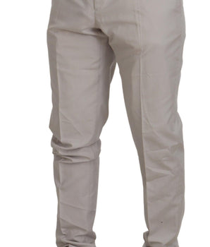 Dolce & Gabbana Off White Silk Mid Waist Chino Pants
