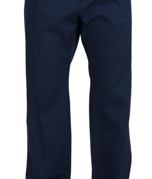 Dolce & Gabbana Blue Cotton Straight Fit Pants