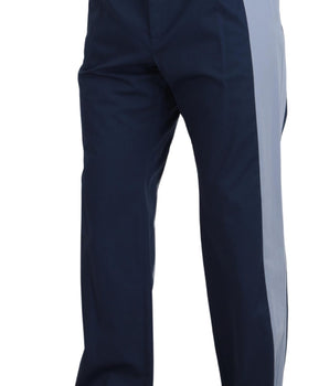 Dolce & Gabbana Blue Cotton Straight Fit Pants