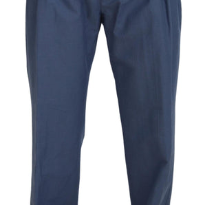 Dolce &amp; Gabbana Elegant Blue Linen-Cotton Blend Trousers