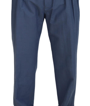 Dolce & Gabbana Blue Linen Chino Men Formal Pants