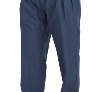 Dolce &amp; Gabbana Elegant Blue Linen-Cotton Blend Trousers