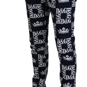 Dolce &amp; Gabbana Elegant Crown Print Denim Pants