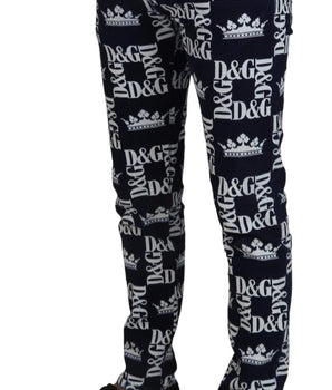 Dolce & Gabbana Blue Cotton DG Crown Skinny Denim Jeans