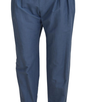 Dolce & Gabbana Blue Linen Chino Formal Pants