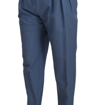 Dolce & Gabbana Blue Linen Chino Formal Pants
