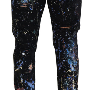 Dolce &amp; Gabbana Exquisite Color Splash Print Denim Pants