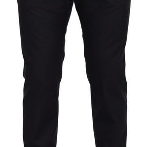 Dolce &amp; Gabbana Elegant Dark Gray Wool Silk Pants