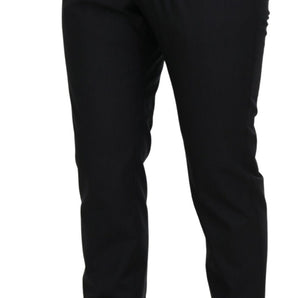 Dolce &amp; Gabbana Elegant Dark Gray Wool Silk Pants