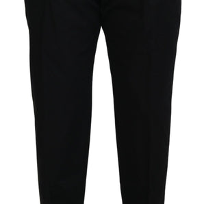 Dolce &amp; Gabbana Sleek Black Italian Designer Pants with Side Buckle