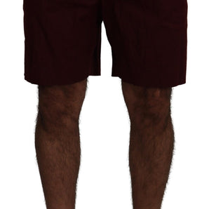 Dolce &amp; Gabbana Elegant Maroon Cotton Blend Shorts